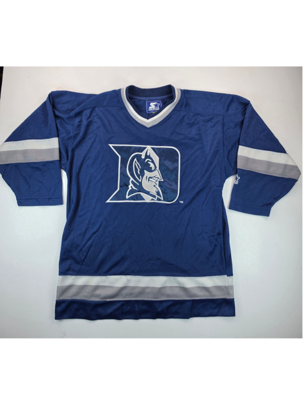 Vintage 90s Starter Duke Blue Devils Hockey Jersey S/M Made Korea NCAA